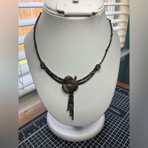 16” Vintage Marcasite Linked .925 Sterling Silver Necklace.